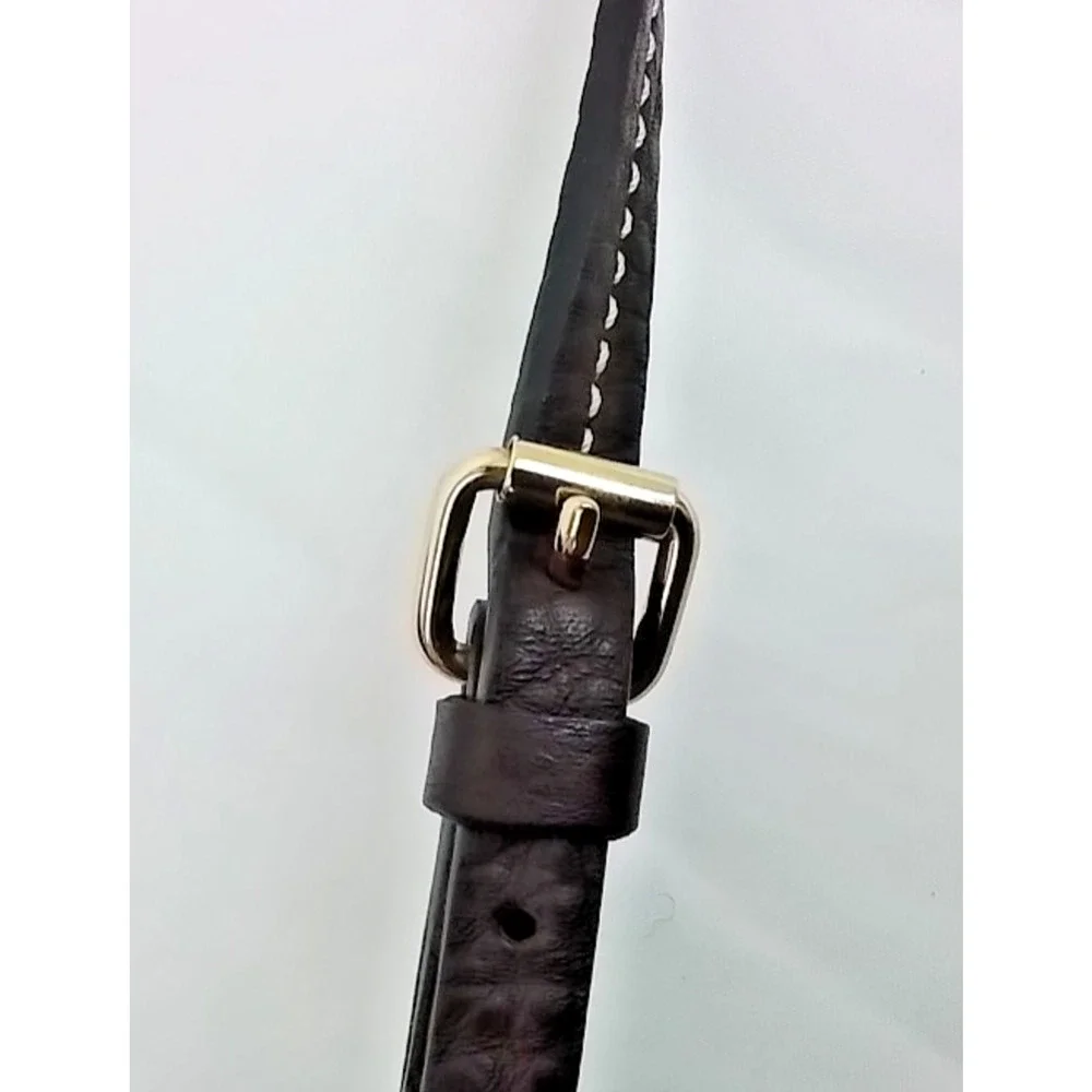 Dooney & Bourke Crossbody Leather Bag Brown + Gold Triple Zip Vintage #J3584